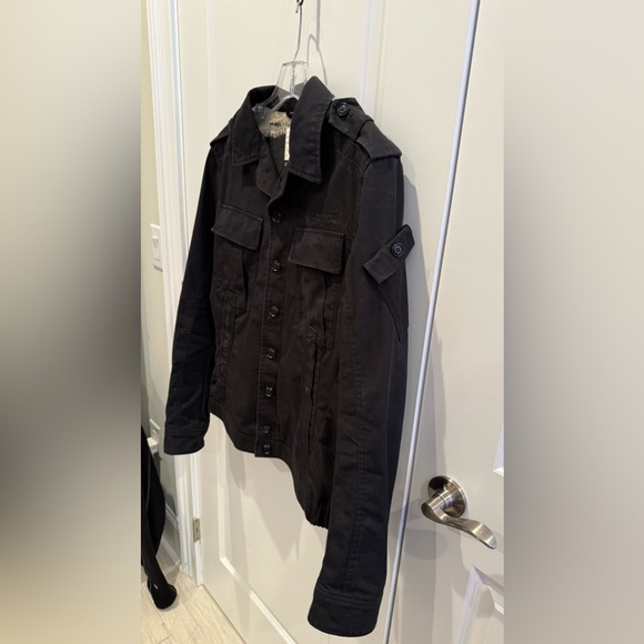 Diesel vintage button front field style jacket Black size LRG - Picture 3 of 8
